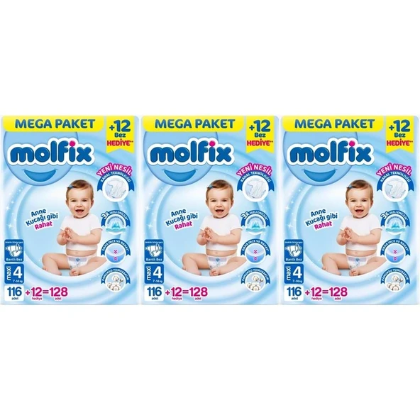 Molfix Bebek Bezi Beden:4 (7-14KG) Maxi 384 Adet Mega Aylık Fırsat Pk ürün görseli