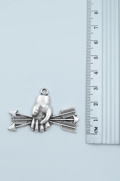 Ok Tutan El Gümüş Kaplama Düz Zincir Kolye - Resim 3