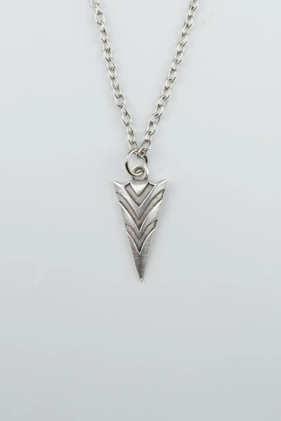 Ok ucu Gümüş Kaplama Düz Zincir Kolye ürün görseli