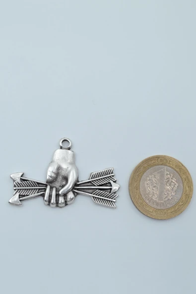 Ok Tutan El Gümüş Kaplama Düz Zincir Kolye - Resim 4