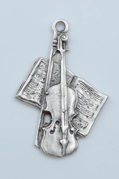 Keman - Nota Defteri Gümüş Kaplama Kolye Ucu ürün görseli 1