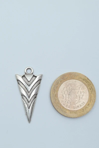 Ok ucu Gümüş Kaplama Düz Zincir Kolye - Resim 4