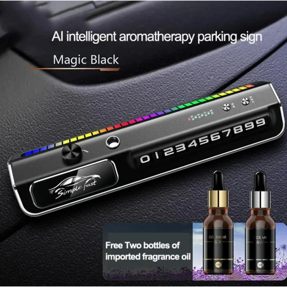 Ozmik Akıllı araç parfüm sprey aromaterapi ve cep numarası geçici park işareti  RGB renkli müzik - 2