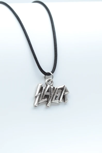 Slayer Gümüş Kaplama Deri İp Kolye