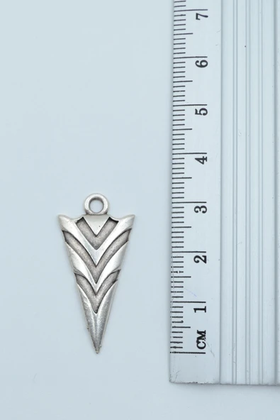 Ok ucu Gümüş Kaplama Düz Zincir Kolye - Resim 3