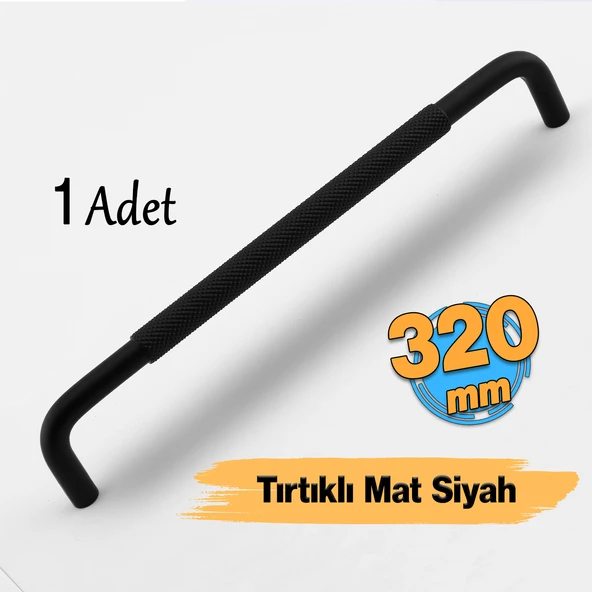 Uber Tırtıklı Mat Siyah Metal Kulp 320 mm 32 cm Mobilya Çekmece Mutfak Dolabı Dolap Kapak Kulpları ürün görseli