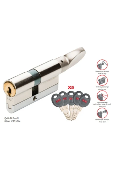 Kale Kilit 164 Cec M Mandallı Topuzlu (35+10+40) 85 Mm Kilit Göbeği (Nikel) ürün görseli 1