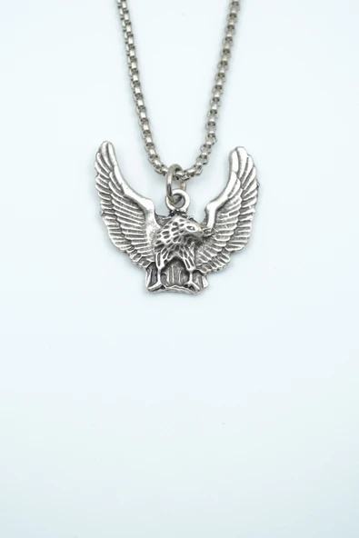 Kartal Gümüş Kaplama Örme Zincir Kolye ürün görseli