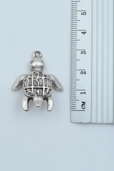 Kaplumbağ  Gümüş Kaplama Örme Zincir Kolye - Resim 3