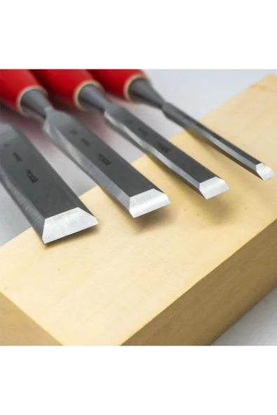 Rox Wood 0184 Ahşap Oyma, Düz Uçlu Iskarpela Takımı 4 Parça - Resim 6