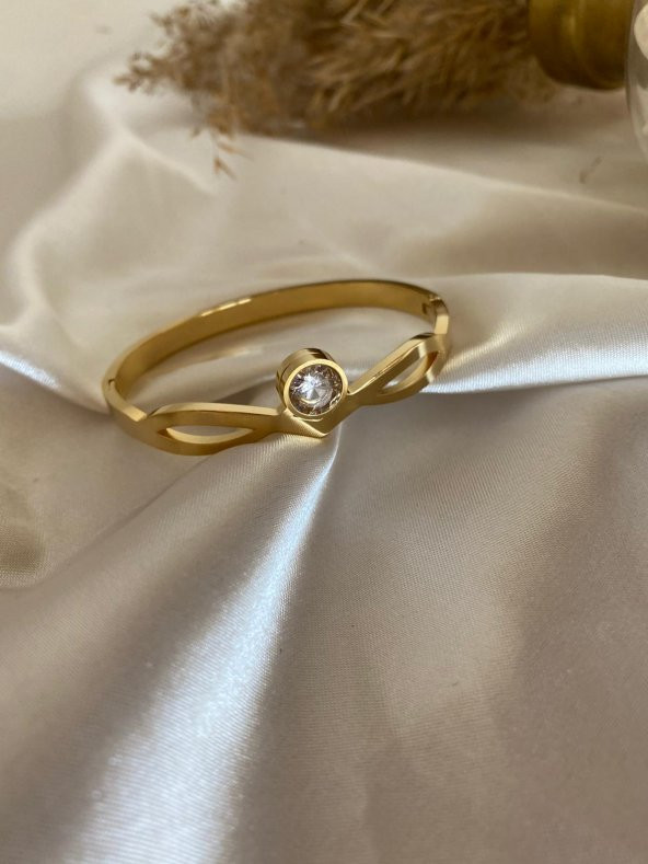 Mozaik Taşlı Model Gold Altın Kaplama Bileklik