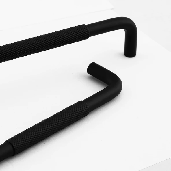 Uber Tırtıklı Mat Siyah Metal Kulp 320 mm 32 cm Mobilya Çekmece Mutfak Dolabı Dolap Kapak Kulpları - Resim 6