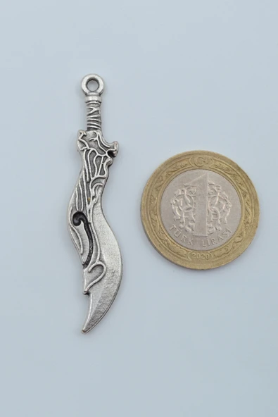 Lol Savaş Kılıcı Gümüş Kaplama Örme Zincir Kolye - Resim 4