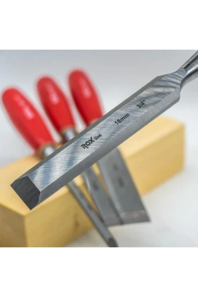 Rox Wood 0184 Ahşap Oyma, Düz Uçlu Iskarpela Takımı 4 Parça - Resim 5