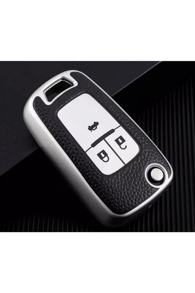 Chevrolet Cruze Ve Opel Astra Insignia Corsa 3 Tuş Lüks Anahtar Koruma Kılıfı(kabı) Gümüş Renk - Resim 2