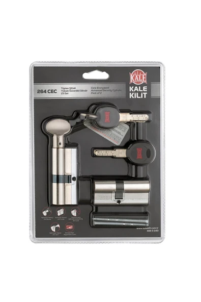KALE 264 Cec Tüpten Şifreli Yüksek Güvenlikli Silindir 2'Li Set Ortak Anahtar ürün görseli 1