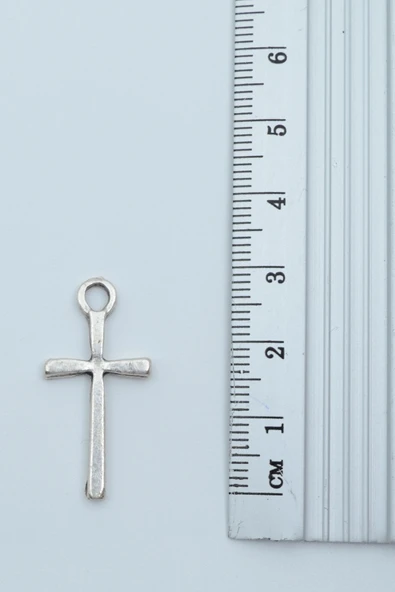 Minimal Haç Gümüş Kaplama Örme Zincir Kolye - 3