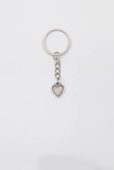 Minimalist Kalp Anahtarlık - Antik Gümüş Kaplama - Kadın Erkek