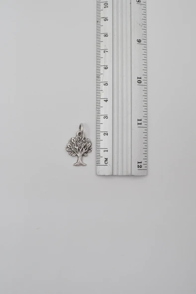 Hayat Ağacı Düz Ezme Zincir Kolye - Antik Gümüş Kaplama - Kadın Erkek - 60 cm - Resim 4