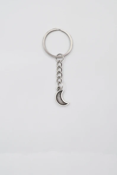 Minimalist Ay Anahtarlık - Antik Gümüş Kaplama - Kadın Erkek