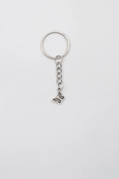 Minimalist Kelebek Anahtarlık - Antik Gümüş Kaplama - Kadın Erkek
