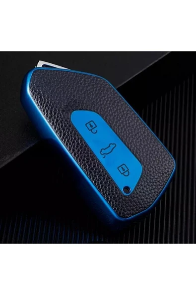 Volkswagen Caddy 2021 Model Lüx Anahtar Koruma Kılıfı (kabı) 1.sınıf Ürün Mavi Renk - Resim 2