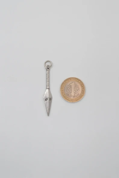Anime Ninja Kunai Düz Ezme Zincir Kolye - Antik Gümüş Kaplama - Kadın Erkek - 60 cm - 5