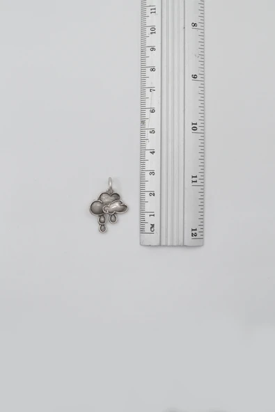 Bulut ve Yağmur Damlası Kolye Ucu - Antik Gümüş Kaplama - Kadın Erkek - 2