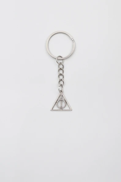 Minimal Harry Potter Ölüm Yadigarları Anahtarlık - Antik Gümüş Kaplama - Kadın Erkek