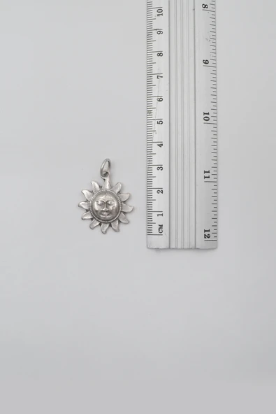 Vintage Güneş Yüz Örme Zincir Kolye - Antik Gümüş Kaplama - Kadın Erkek - 60 cm - Resim 4