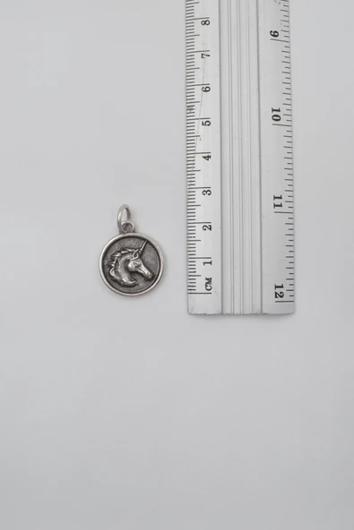 Unicorn - Tekboynuz Siyah Deri İp Kolye - Antik Gümüş Kaplama - Kadın Erkek - 60 cm - 4