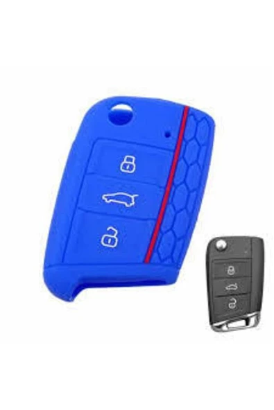 Golf 7 Leon Mk3 Ateca Ibiza Polo Tiguan Scala Arteon Kamiq Silikon Anahtar Koruma Kılıfı Mavi Renk ürün görseli