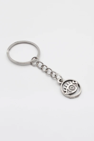 Minimalist Göz - Nazar Anahtarlık - Antik Gümüş Kaplama - Kadın Erkek - 2