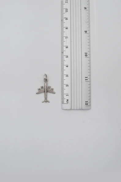 Küçük Uçak Örme Zincir Kolye - Antik Gümüş Kaplama - Kadın Erkek - 60 cm - Resim 4