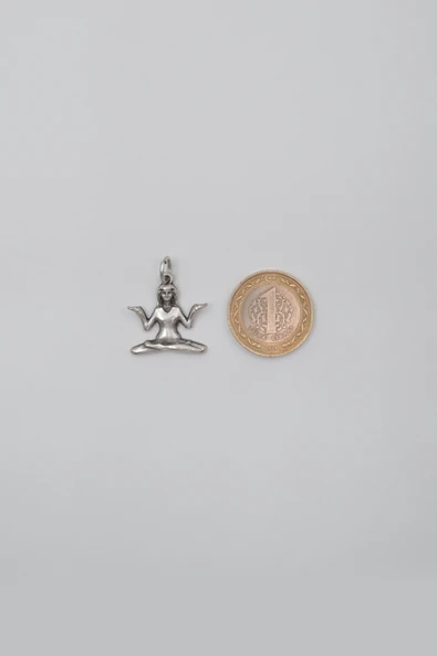 Meditasyon - Yoga - Ruhani - Anahtarlık - Antik Gümüş Kaplama - Kadın Erkek - 5