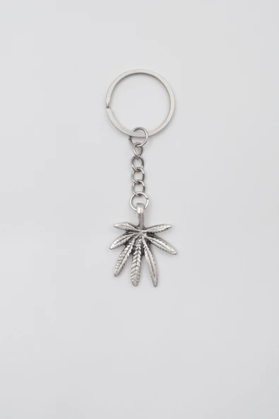 Marihuana - Kenevir Yaprak Anahtarlık - Antik Gümüş Kaplama - Kadın Erkek