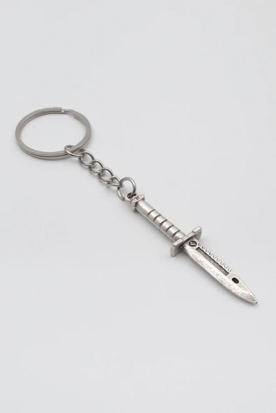 Testere Dişli Taktik Bıçak Anahtarlık - Antik Gümüş Kaplama - Kadın Erkek - 2