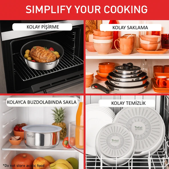 TEFAL Ingenio Emotion 2X Titanyum 10 Parça Tava Seti - Paslanmaz Çelik L897SA74 - 6