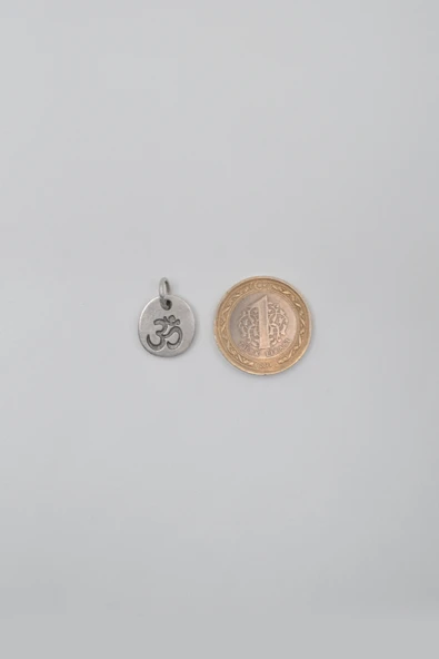 Om Aum Sembolü Siyah Deri İp Kolye - Antik Gümüş Kaplama - Kadın Erkek - 60 cm - 5