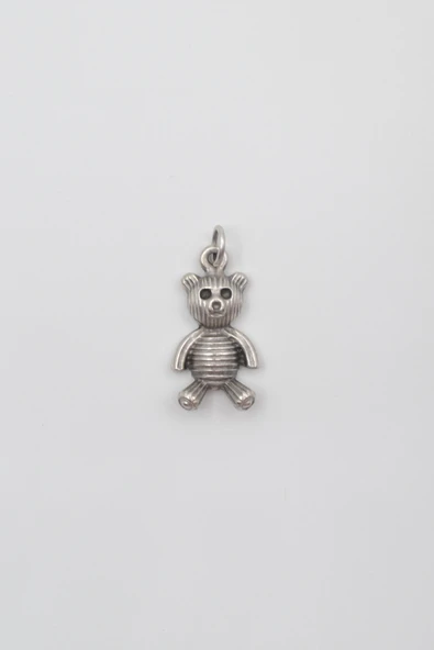 Oyuncak Ayıcık Anahtarlık - Antik Gümüş Kaplama - Kadın Erkek - 3