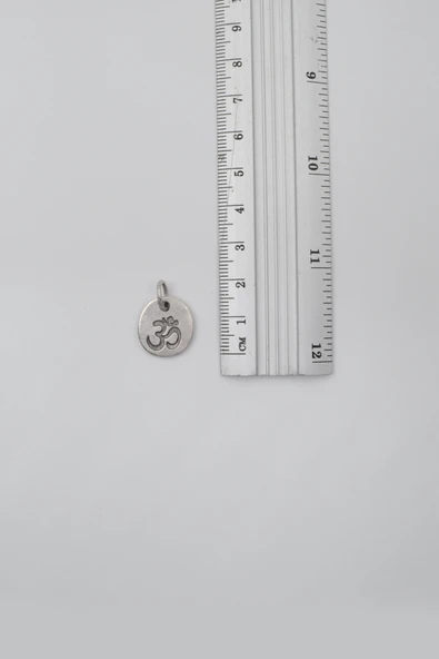 Om Aum Sembolü Siyah Deri İp Kolye - Antik Gümüş Kaplama - Kadın Erkek - 60 cm - 4