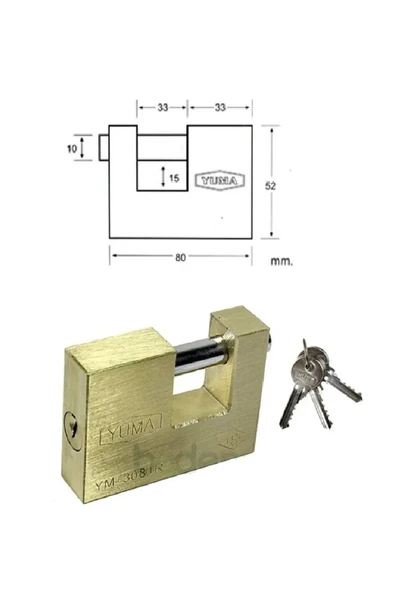 Yuma Kayar Milli Asma Kilit 80 Mm Ym3080R Ym-3080 - Resim 2