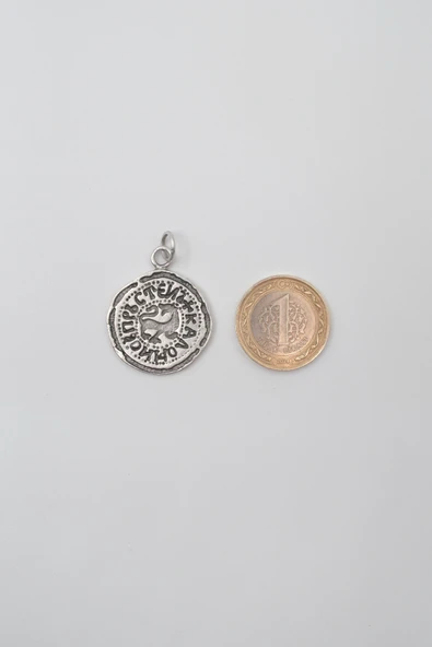 Kaloyan's Madalyon Düz Ezme Zincir Kolye - Antik Gümüş Kaplama - Kadın Erkek - 60 cm - Resim 5