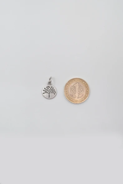 Yuvarlak Hayat Ağacı Anahtarlık - Antik Gümüş Kaplama - Kadın Erkek - 5