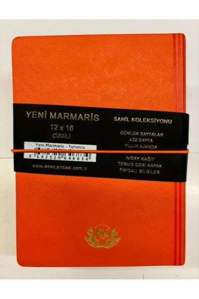 Ece Ajanda Yeni Marmaris Turuncu Çizgili Günlük 12x16 2025 - Resim 2