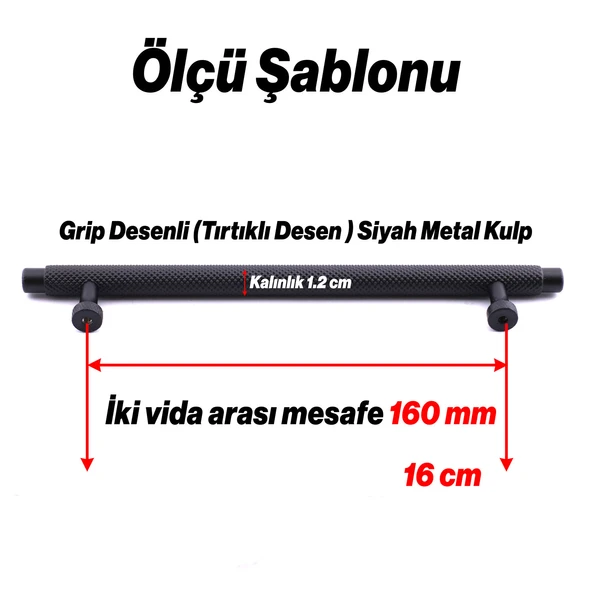 Martin Siyah Metal Kulp 160 mm Mobilya Çekmece Mutfak Dolabı Dolap Modern Kapak Kulpları Grip Desen - Resim 2