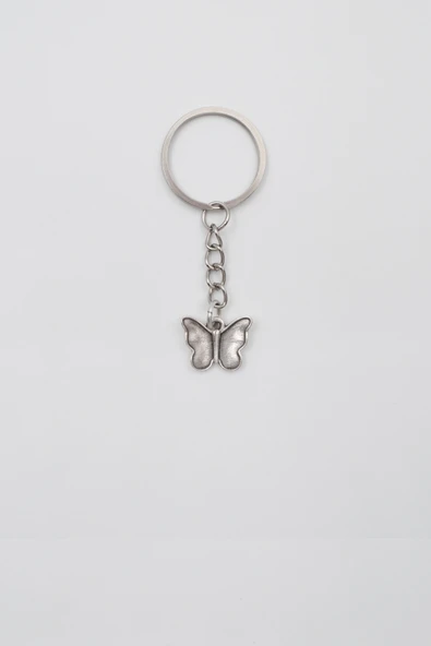 Kelebek Anahtarlık - Antik Gümüş Kaplama - Kadın Erkek
