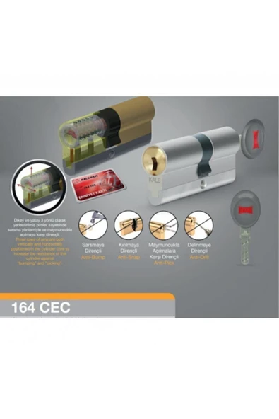 Kale Kilit 164 Cec 68 Mm Tüpten Şifreli Yüksek Güvenlikli Nikel Barel - Resim 3