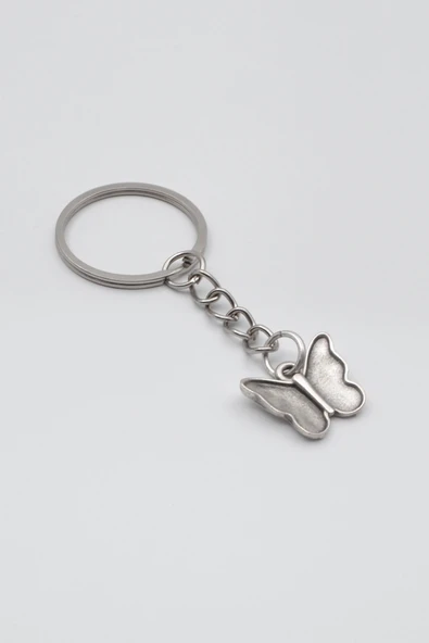 Kelebek Anahtarlık - Antik Gümüş Kaplama - Kadın Erkek - 2