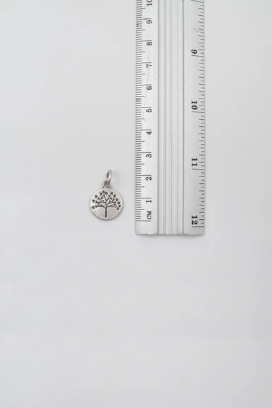 Yuvarlak Hayat Ağacı Anahtarlık - Antik Gümüş Kaplama - Kadın Erkek - 4